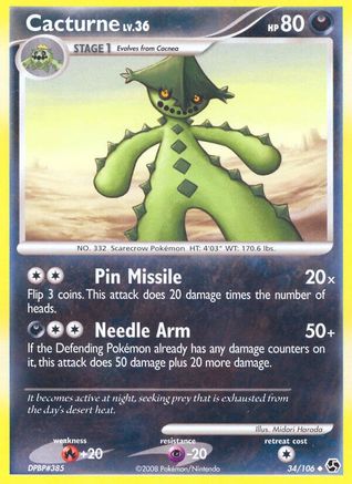 Cacturne (34/106) [Great Encounters] Reverse Holofoil - Uncommon