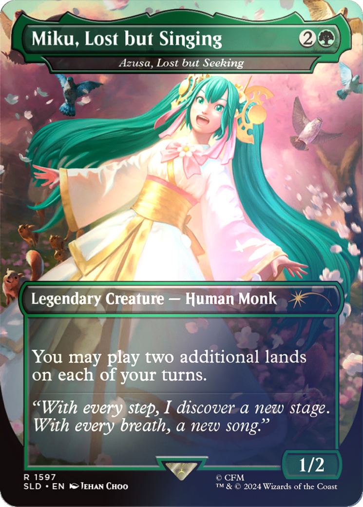 Miku, Lost but Singing - Azusa, Lost but Seeking (Rainbow Foil) (SLD-1597★) (Borderless) [Secret Lair Drop] Foil