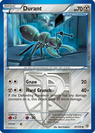 Durant (Team Plasma) (091/135) [Plasma Storm] Reverse Holofoil - Uncommon