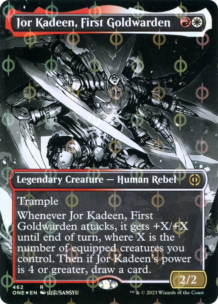 Jor Kadeen, First Goldwarden (Borderless) (Step-and-Compleat Foil) (ONE-462) (Showcase) [Phyrexia: All Will Be One] Foil