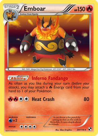 Emboar (20/114) [Black and White] Reverse Holofoil - Holo Rare