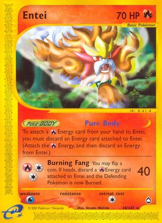 Entei (10/147) [Aquapolis] Reverse Holofoil - Rare