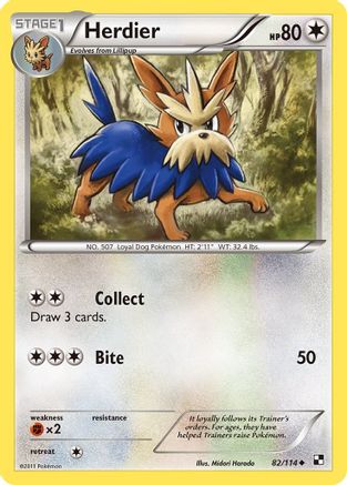 Herdier (82/114) [Black and White] Reverse Holofoil - Uncommon