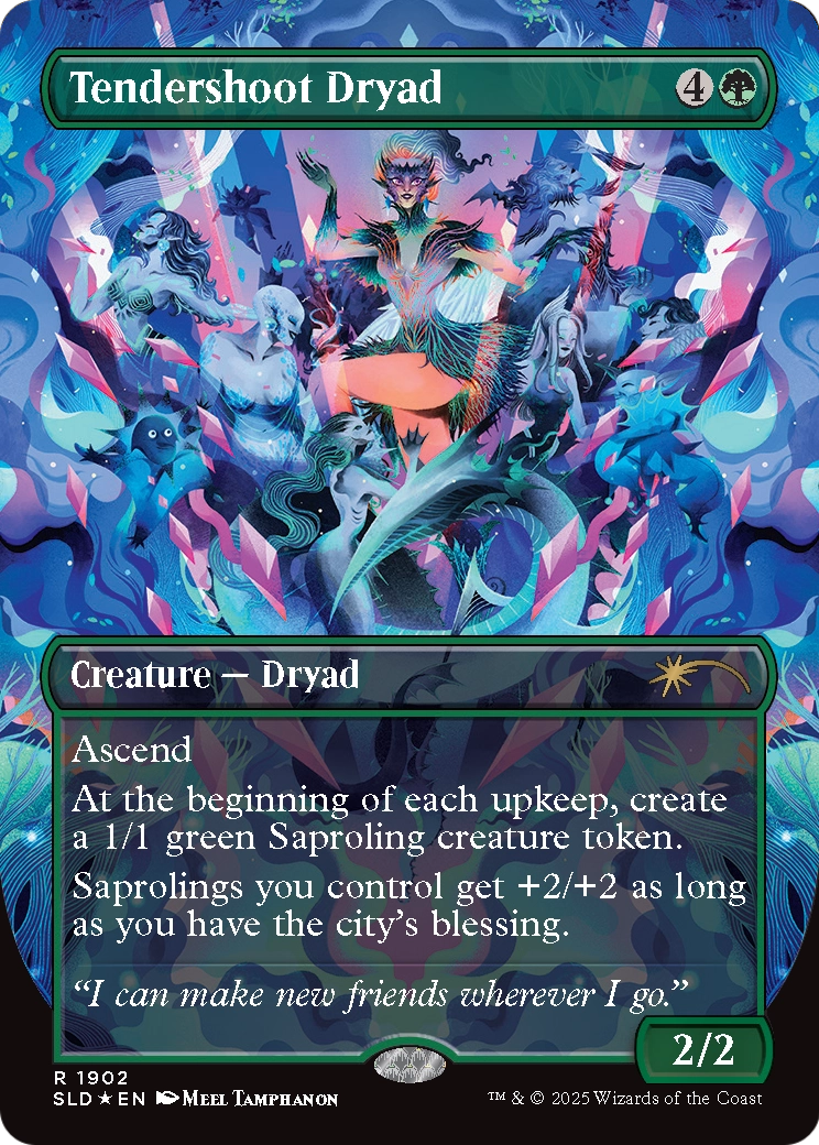 Tendershoot Dryad (SLD-1902) (Borderless) [Secret Lair Drop] Foil