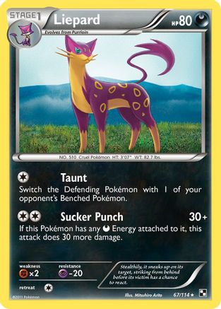 Liepard (67/114) [Black and White] Reverse Holofoil - Rare