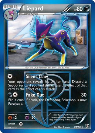 Liepard (Team Plasma) (84/135) [Plasma Storm] Reverse Holofoil - Rare