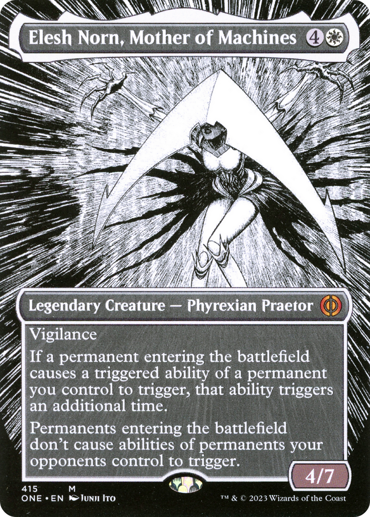 Elesh Norn, Mother of Machines (Borderless) (ONE-415) [Phyrexia: All Will Be One]