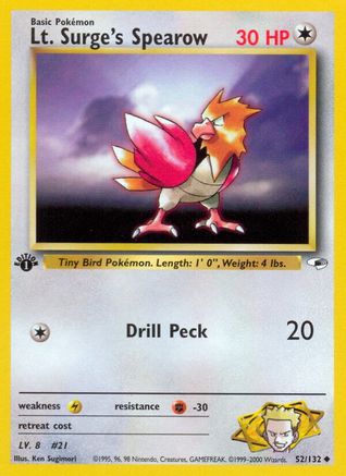 Lt. Surge's Spearow (052/132) [Gym Heroes] 1st Edition - Uncommon