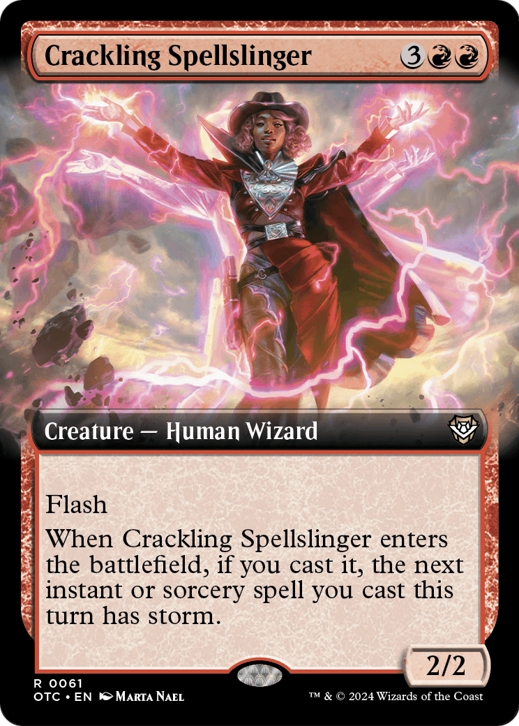 Crackling Spellslinger (Extended Art) (OTC-061) [Outlaws of Thunder Junction Commander]