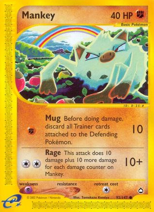 Mankey (92/147) [Aquapolis] Reverse Holofoil - Common