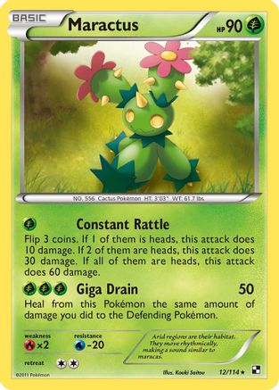 Maractus (12/114) [Black and White] Reverse Holofoil - Rare