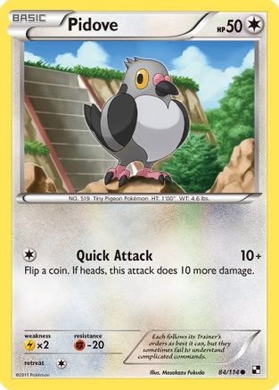 Pidove (084/114) [Black and White] Reverse Holofoil - Common