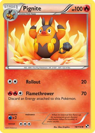 Pignite (18/114) [Black and White] Reverse Holofoil - Uncommon