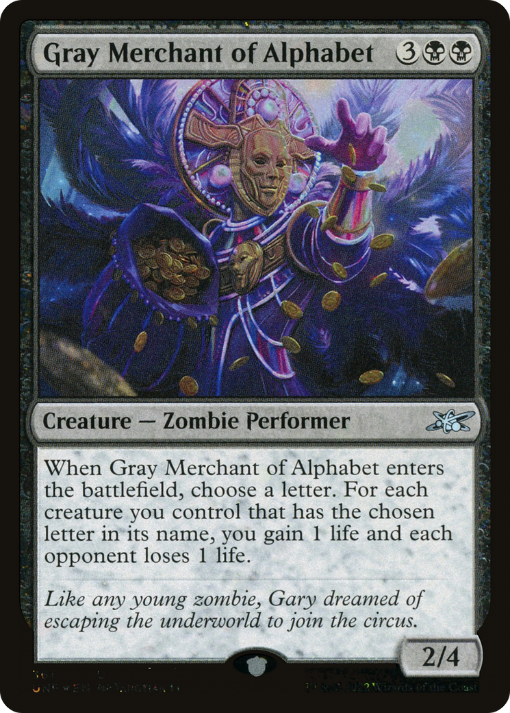 Gray Merchant of Alphabet (Galaxy Foil) (UNF-361) [Unfinity] Foil