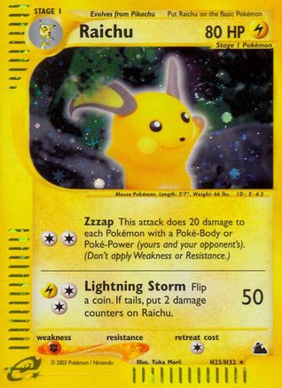 Raichu (H25) (H25/144) [Skyridge] Holofoil - Holo Rare