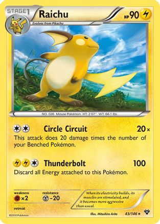 Raichu (43/146) [XY Base Set] Reverse Holofoil - Holo Rare
