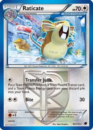 Raticate (Team Plasma) (088/116) [Plasma Freeze] Reverse Holofoil - Rare