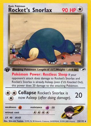 Rocket's Snorlax (033/132) [Gym Heroes] 1st Edition - Rare