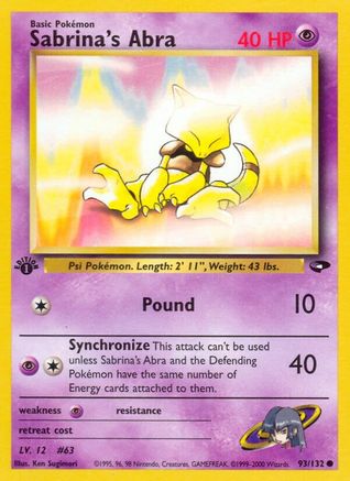 Sabrina's Abra (093/132) [Gym Challenge] 1st Edition - Common