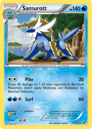 Samurott (031/114) [Black and White] Reverse Holofoil - Holo Rare