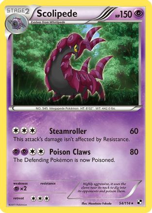 Scolipede (54/114) [Black and White] Reverse Holofoil - Rare
