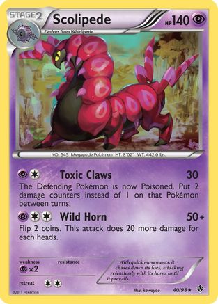 Scolipede (40/98) [Emerging Powers] Reverse Holofoil - Rare