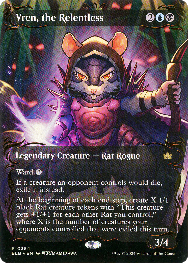 Vren, the Relentless (Borderless) (Raised Foil) (BLB-354) (Showcase) [Bloomburrow] Foil