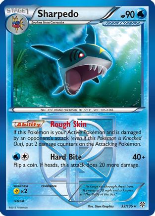 Sharpedo (Team Plasma) (33/135) [Plasma Storm] Reverse Holofoil - Rare