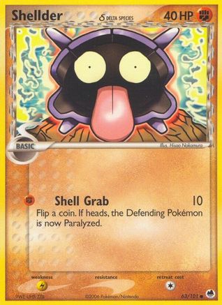 Shellder (Delta Species) (063/101) [Dragon Frontiers] Reverse Holofoil - Common