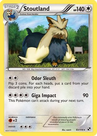 Stoutland (83/114) [Black and White] Reverse Holofoil - Rare