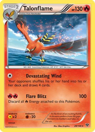Talonflame (028/146) [XY Base Set] Reverse Holofoil - Holo Rare