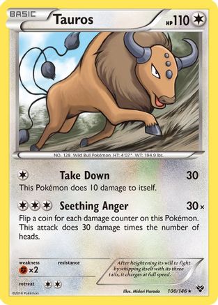 Tauros (100/146) [XY Base Set] Reverse Holofoil - Rare