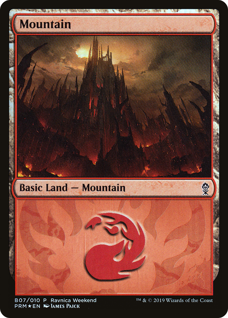Mountain - Gruul (B07) (LARP-007) [RNA Ravnica Weekend] Foil
