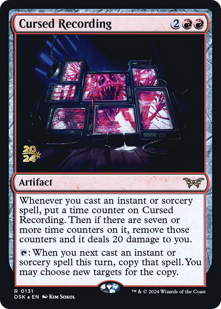 Cursed Recording (PRE-131) [Duskmourn: House of Horror Promos] Foil