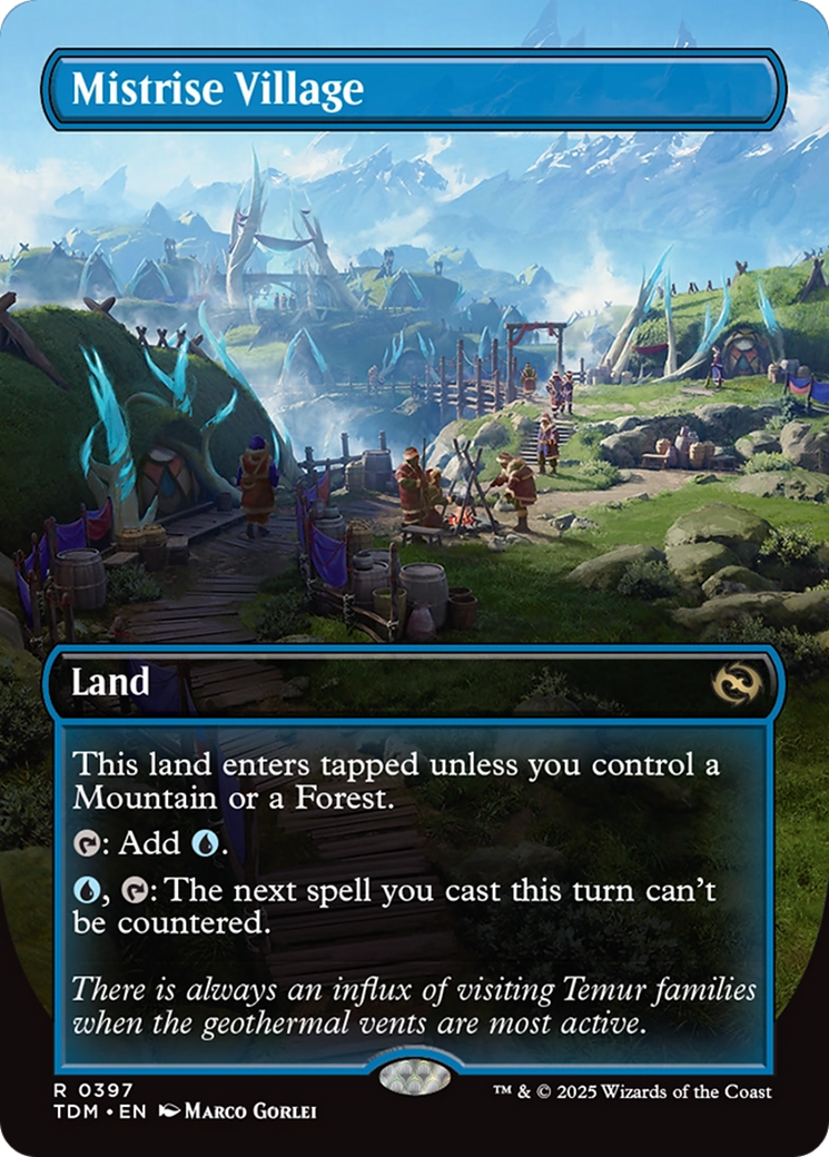 Mistrise Village (Borderless) (TDM-397) [Tarkir: Dragonstorm] Foil