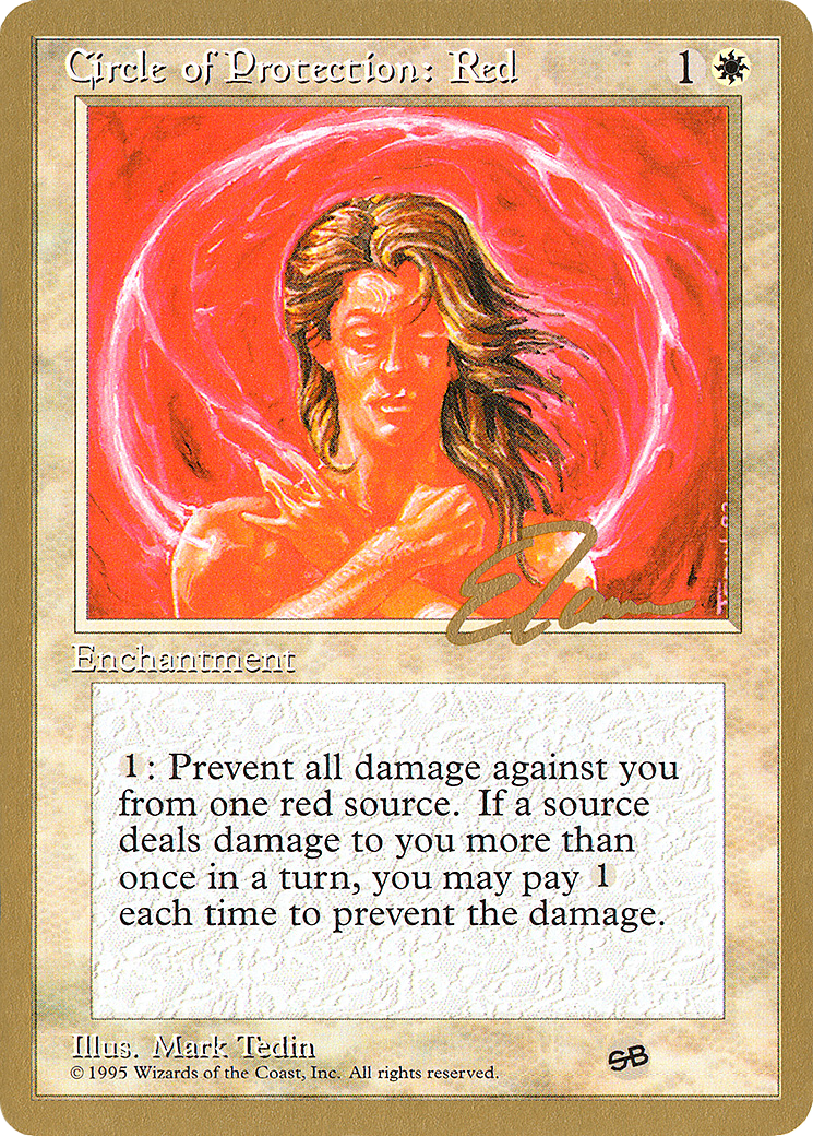 Circle of Protection: Red - 1996 Eric Tam (4ED) (SB) [Pro Tour Collector Set]