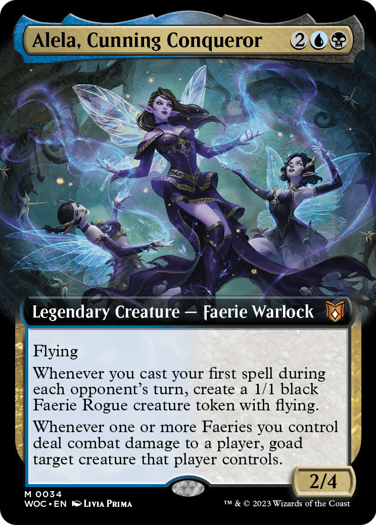 Alela, Cunning Conqueror (Extended Art) (WOC-034) [Wilds of Eldraine Commander] Foil