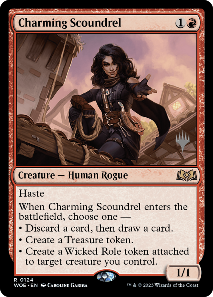 Charming Scoundrel (PPWOE-124) [Promo Pack: Wilds of Eldraine Promos] Foil
