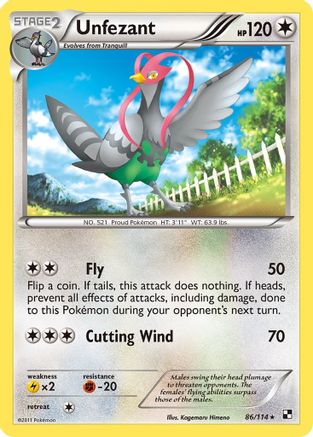 Unfezant (86/114) [Black and White] Reverse Holofoil - Rare