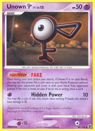Unown [F] (56/106) [Great Encounters] Reverse Holofoil - Uncommon