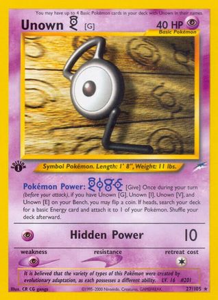 Unown [G] (27/105) [Neo Destiny] 1st Edition - Rare