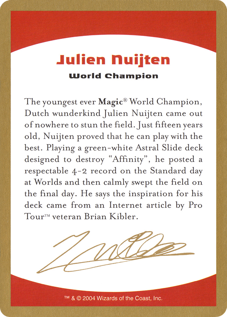 2004 Julien Nuijten Biography Card [World Championship Decks 2004]
