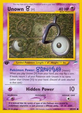 Unown [V] (089/105) [Neo Destiny] 1st Edition - Common