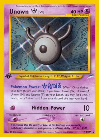 Unown [W] (29/105) [Neo Destiny] 1st Edition - Rare