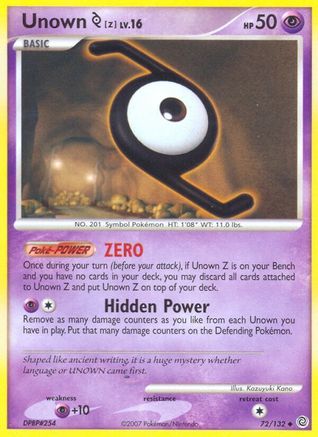 Unown [Z] (72/132) [Secret Wonders] Reverse Holofoil - Uncommon