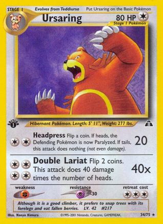 Ursaring (034/75) [Neo Discovery] 1st Edition - Rare