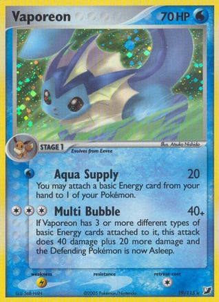 Vaporeon (19/115) [Unseen Forces] Reverse Holofoil - Holo Rare