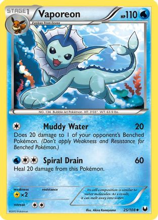 Vaporeon (025/108) [Dark Explorers] Reverse Holofoil - Uncommon