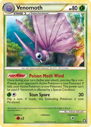 Venomoth (011/102) [Triumphant] Reverse Holofoil - Holo Rare