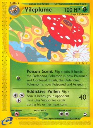 Vileplume (43/147) [Aquapolis] Reverse Holofoil - Rare